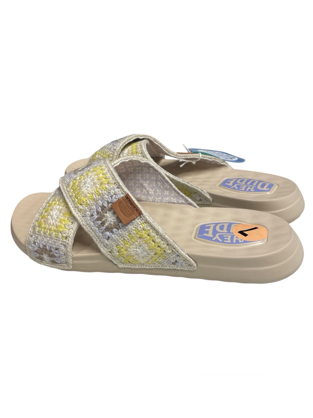 Hey Dude Christi Slide
Cottage Crochet Sandals Lavender Tan & Yellow Size 7 NWT - Picture 8 of 12
